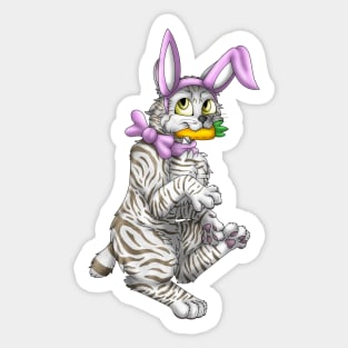 Bobtail BunnyCat: Silver-Amber Tabby (Pink) Sticker